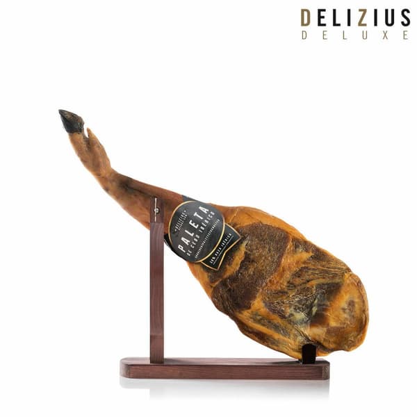 Sæt bestående af Iberisk Kornfodret Bov, Olivenolie og Skinkeholder Delizius Deluxe - 5-5,5 Kg