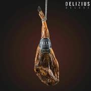 Sæt bestående af Iberisk Kornfodret Bov, Olivenolie og Skinkeholder Delizius Deluxe - 4,5-5 Kg