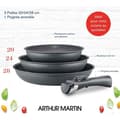 Pikkukuva 2 / 3: Arthur Martin AM521GM Kök batteriset med 3 spisar - Matt Gray 20-24-28 cm + 1 avtagbart handtag - Alla lampor inklusive induktion