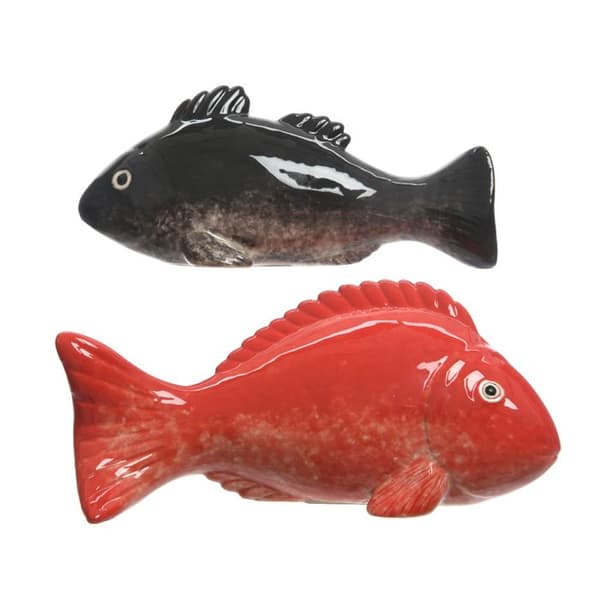 1 HÄNGANDE RÖD/SVART FISKE 10x28.5x13.5CM INREDSDEKORATION HEMMA MÖBEL