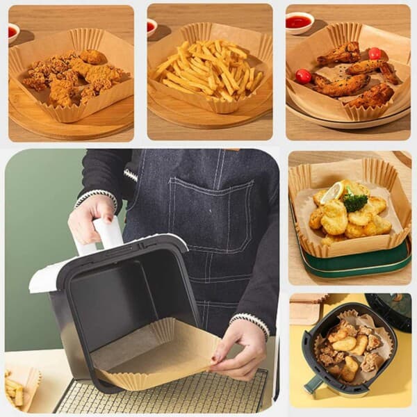 Square Air Fryer Paper 100 -Pack -17 cm engangspapir til luftfrit
