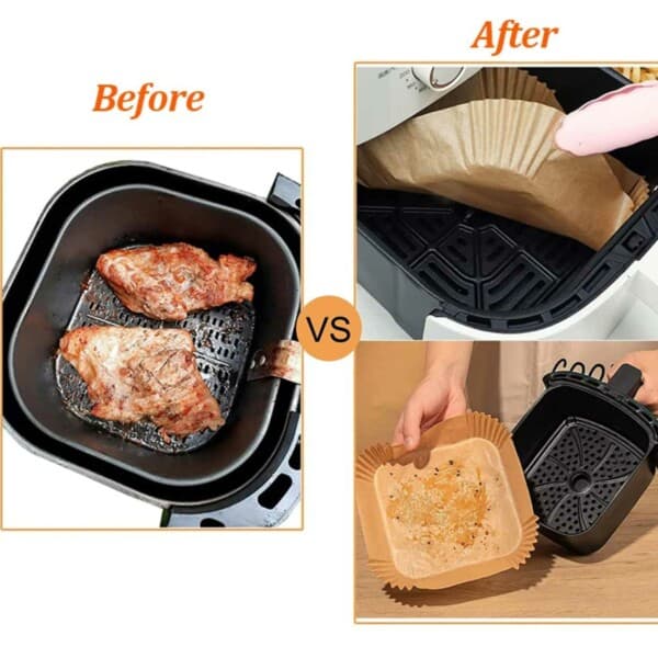 Fyrkantiga Air Fryer Papper 200-pack – 17cm Engångspapper för Luftfritös