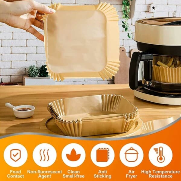 Stor pakke firkantet luftfriture papir 300 pakke til luft hyppigt 17 cm