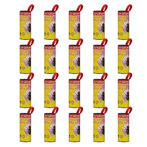 20-pack papper flugremsor, flugtejp, hängande inomhus och utomhus, fruktfluga fälla, 4