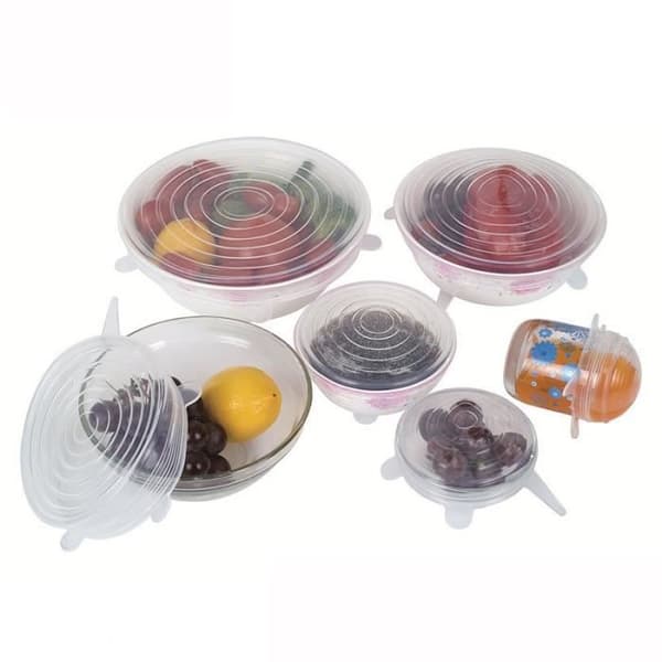 6st - Set med silikon köksredskap Frukt Fresh Food Saver Lock Couvre Lave-vaisselle microwa jiyugala145