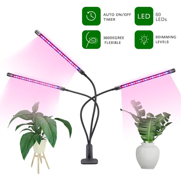Växtlampa, 60 LED fullspektrum odlingslampa Växtljus Växtlampa 3 timers