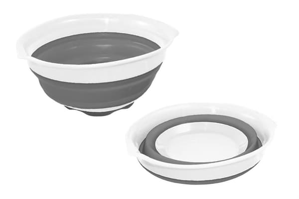 Kampa Kokoontaittuva silikonikulho 1,5L, valkoharmaa