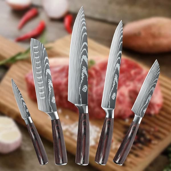 Japanskt Kockknivset, 20 cm bladlängd, högkvalitativt kolstål, miljövänlig