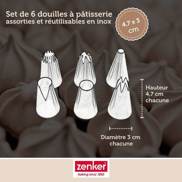 Set av 6 stora metallspritsar Zenker Smart Pastry