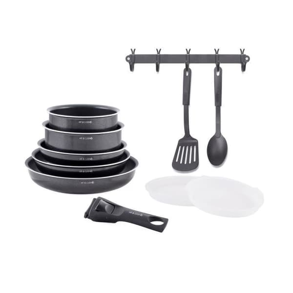 Köksredskap - Alla värmekällor inklusive induktion - ART &amp; CUISINE - AC1083 - Aluminium - 10 stycken - Svart