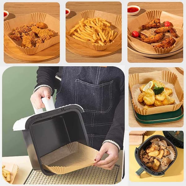 50 kpl Square Airfryer Paper - leivinpaperi Airfryerille 20cm