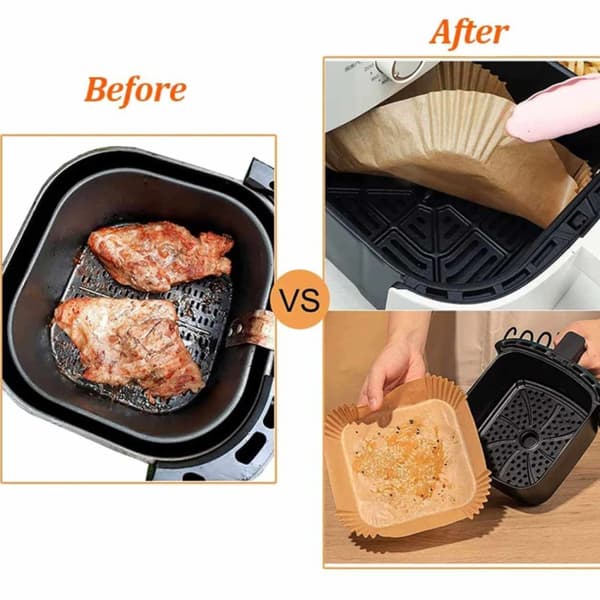 50 kpl Square Airfryer Paper - leivinpaperi Airfryerille 20cm