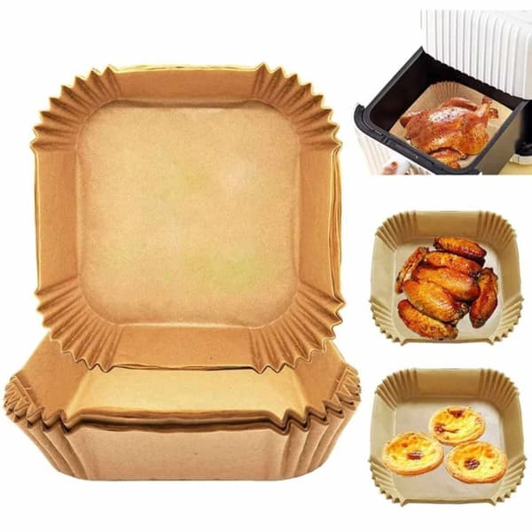 50st Fyrkantiga Airfryer Papper – Bakplåtspapper för Luftfritös 20cm