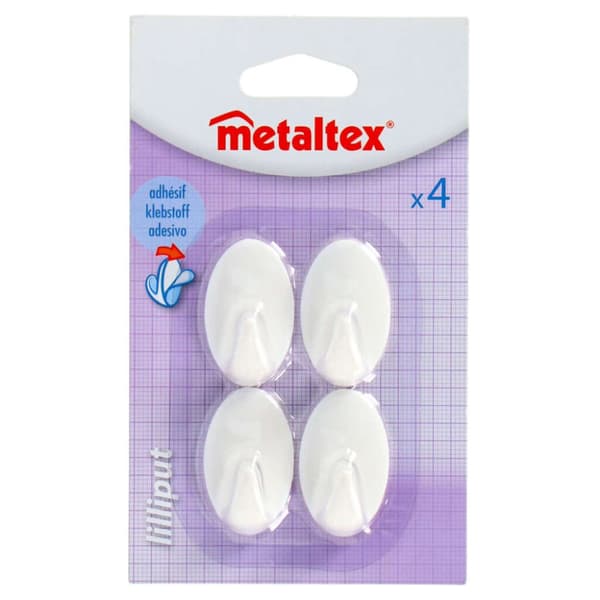 Metaltex Ovala självhäftande krokar Små 4 delar Vit