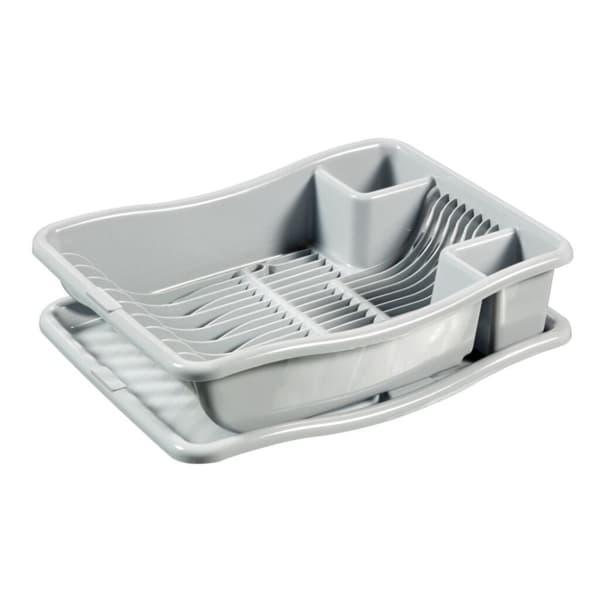 Curver Diskavlopp på bricka 38x29x8,5 cm Ljusgrå
