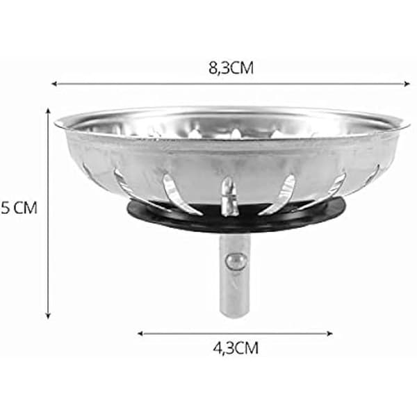 Korgstopp med sil - Fontastock - FSKFAC003 - Rostfritt stål - Gummitätning - 8,3 cm