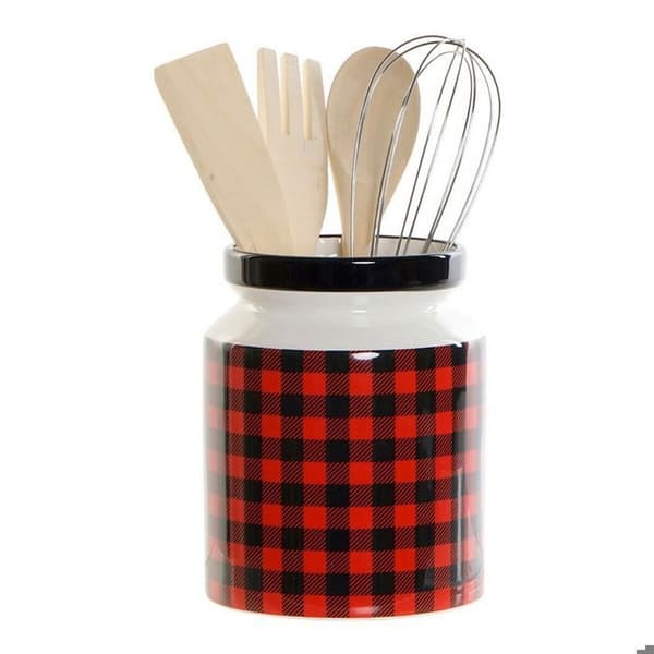 Köksredskap - DKD Home Decor - 5 delar - Rostfritt stål - Svart/Röd - Samtida