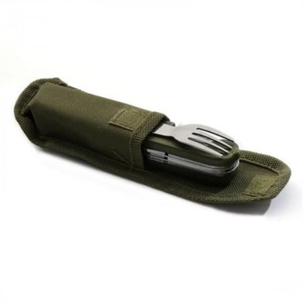 Campingbestick - Army - Vikbar - Rostfritt stål - Grön - Komplett kit