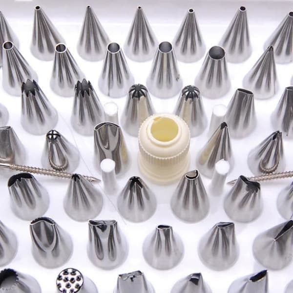 Coffret 52 Sprits Dekor Fin Inox Dekoration Munstycken för Bageri - Rostfritt Stål i Olika Storlekar Former Finishar