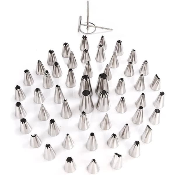 Coffret 52 Sprits Dekor Fin Inox Dekoration Munstycken för Bageri - Rostfritt Stål i Olika Storlekar Former Finishar