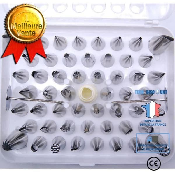 Coffret 52 Sprits Dekor Fin Inox Dekoration Munstycken för Bageri - Rostfritt Stål i Olika Storlekar Former Finishar