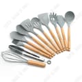 Miniatyrbild 1 av 4: TD® 11-delad matlagningsredskapssats i silikon med trähandtag, köksredskap, non-stick panna