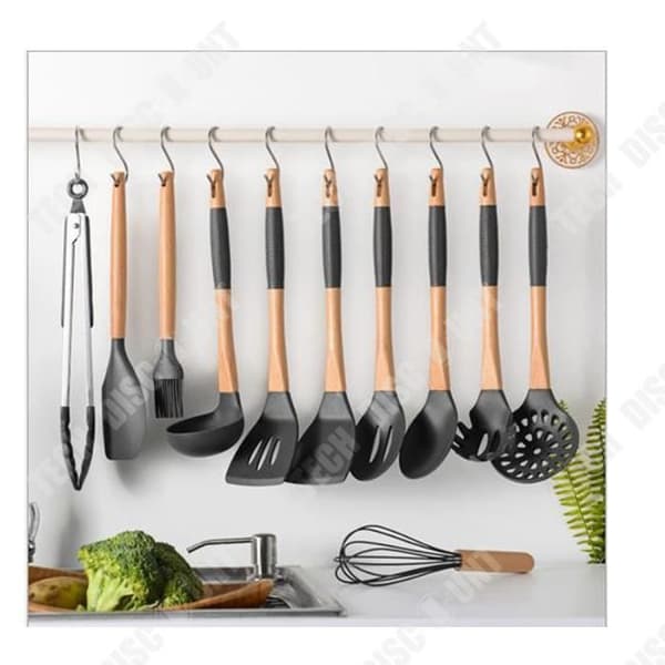 TD® Non-Stick silikonmatlagningsset, köksredskap, set med S-krokar 11 delar