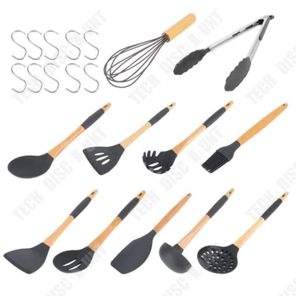 TD® Non-Stick silikonmatlagningsset, köksredskap, set med S-krokar 11 delar