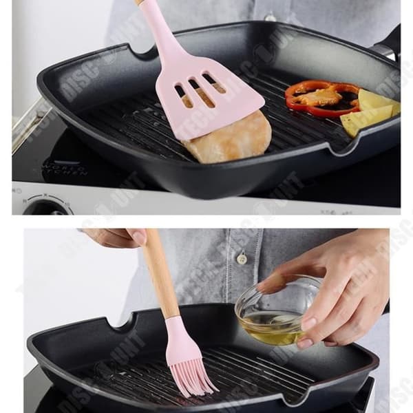 TD® trähandtag silikon köksredskap Hushållskök Nonstick stekpanna hög temperatur silikon spade