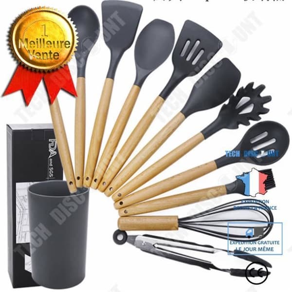 TD® Köksredskap, Köksredskap i silikon Trä Köksredskap med non-stick set, Silikon av livsmedelskvalitet