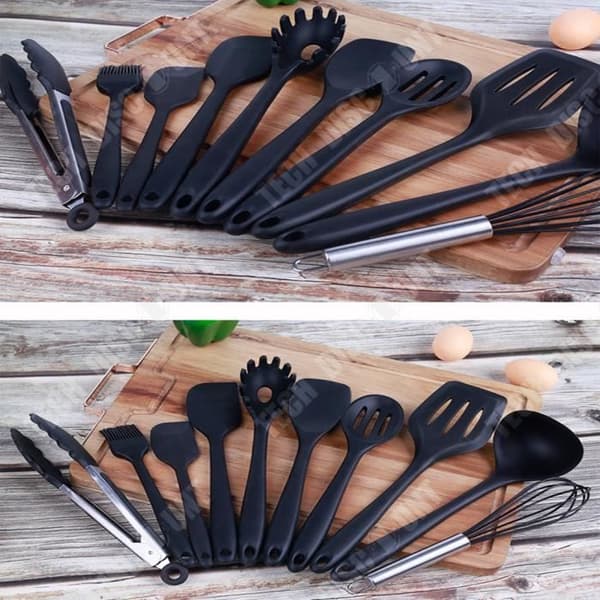 TD® SVART Parti med 10 st Silikon Köksredskap Set LIA21839