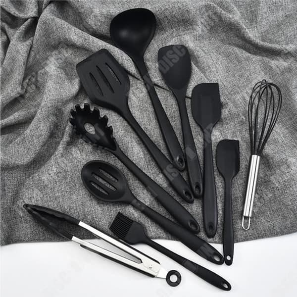 TD® SVART Parti med 10 st Silikon Köksredskap Set LIA21839