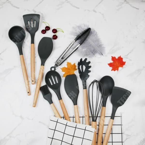 TD® Köksredskap Set, 11-13 delar Silikon Köksredskap Set Nonstick Köksredskap - Typ 11-st mörk g