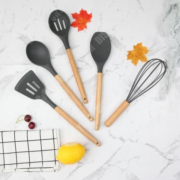 TD® Köksredskap Set, 11-13 delar Silikon Köksredskap Set Nonstick Köksredskap - Typ 11-st mörk g