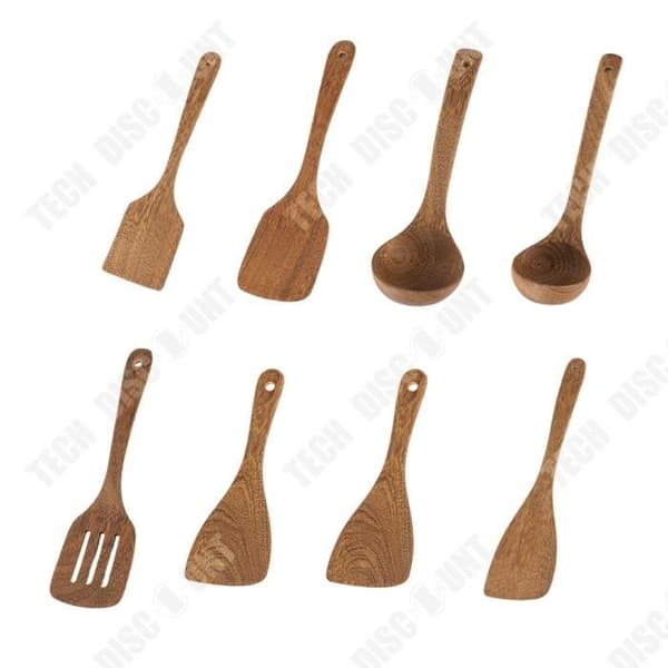 TD® non-stick långhandtag olackerad träspatel, frityrspad, risslev, soppsked, hushållsredskap