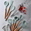 Miniatyrbild 3 av 4: TD® silikon nonstick spatel köksredskapsset med trähandtag, 11-delat set