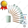 Miniatyrbild 1 av 4: TD® silikon nonstick spatel köksredskapsset med trähandtag, 11-delat set