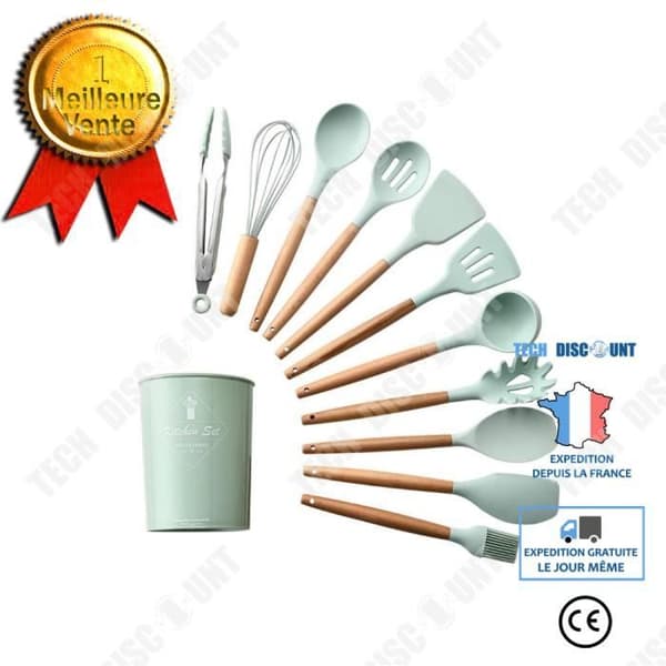 TD® silikon nonstick spatel köksredskapsset med trähandtag, 11-delat set