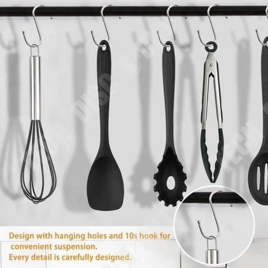 TD®Köksredskap Silikon 10 set Pasta slev Skimmer Tång Visp Spatlar Hygienisk Flexibilitet Enkel tvätt