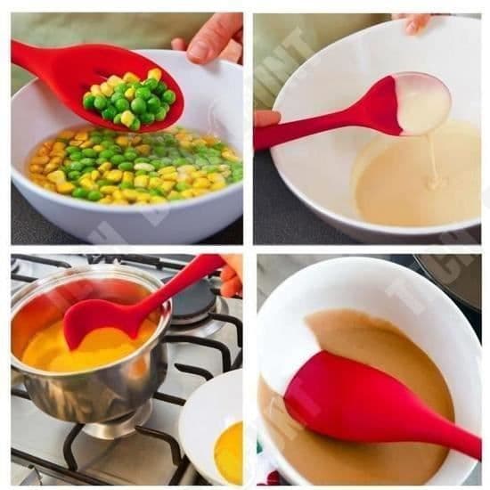 TD®Köksredskap Silikon 10 set Pasta slev Skimmer Tång Visp Spatlar Hygienisk Flexibilitet Enkel tvätt