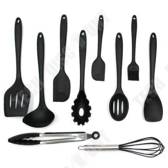 TD®Köksredskap Silikon 10 set Pasta slev Skimmer Tång Visp Spatlar Hygienisk Flexibilitet Enkel tvätt