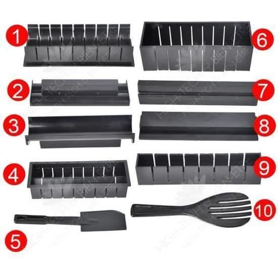 HTBE® DIY sushi maker tång ris i ett stycke formverktyg svart plastform köksutrustning gourmetproduktion