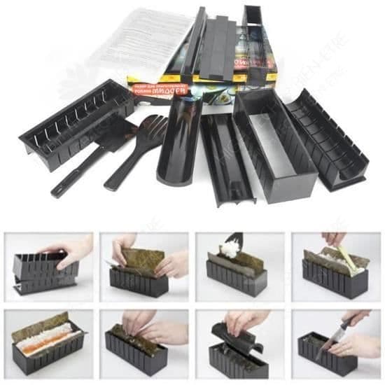 HTBE® DIY sushi maker tång ris i ett stycke formverktyg svart plastform köksutrustning gourmetproduktion