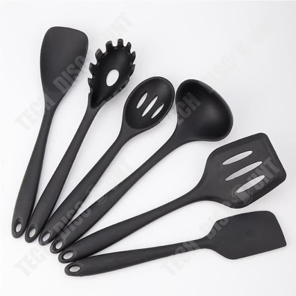TD® Bestick Set, Svart Silikon köksredskap Set, Nonstick köksredskap, Spatel - 11ST Typ Se