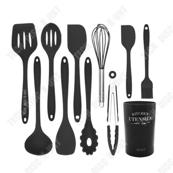 TD® Bestick Set, Svart Silikon köksredskap Set, Nonstick köksredskap, Spatel - 11ST Typ Se