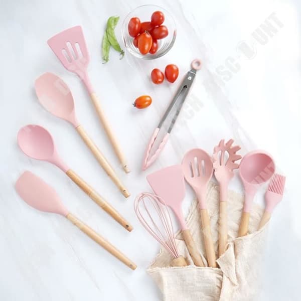 TD® 11-delade redskapsset, non-stick träsilikon köksredskapsset, köksredskap- typ 11st med hink