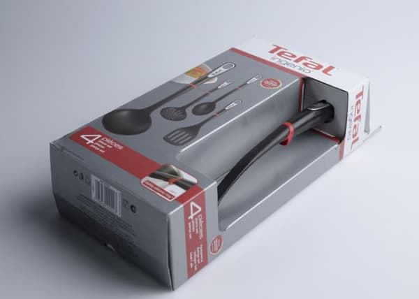 Set 4st Tefal svart köksredskap (slev, skummare, sked och spatel)