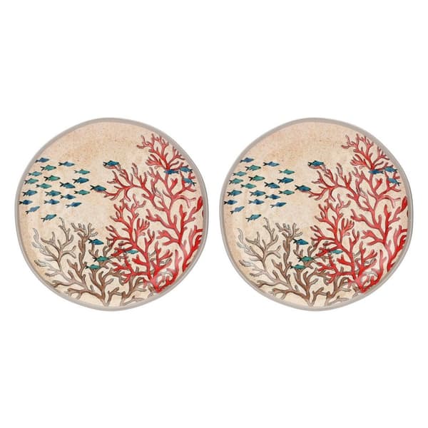 ROSE&TULIPANI SEA LIFE Set med 2 platta tallrikar i melamin 27 cm