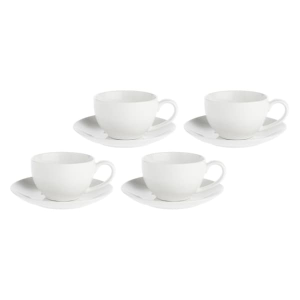LA PORCELLANA BIANCA ESSENZIALE Set med 4 koppar med fat 350 ml
