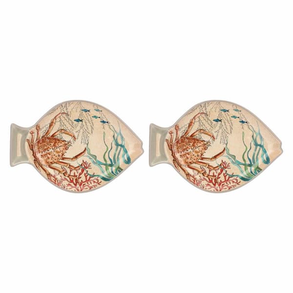 Sæt med 2 Sea Life melamin fisketallerkener - 33 x 23 cm